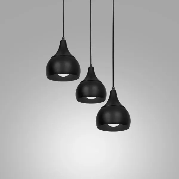 Csillár zsinóron AKTAN 3xE27/60W/230V fekete kerek