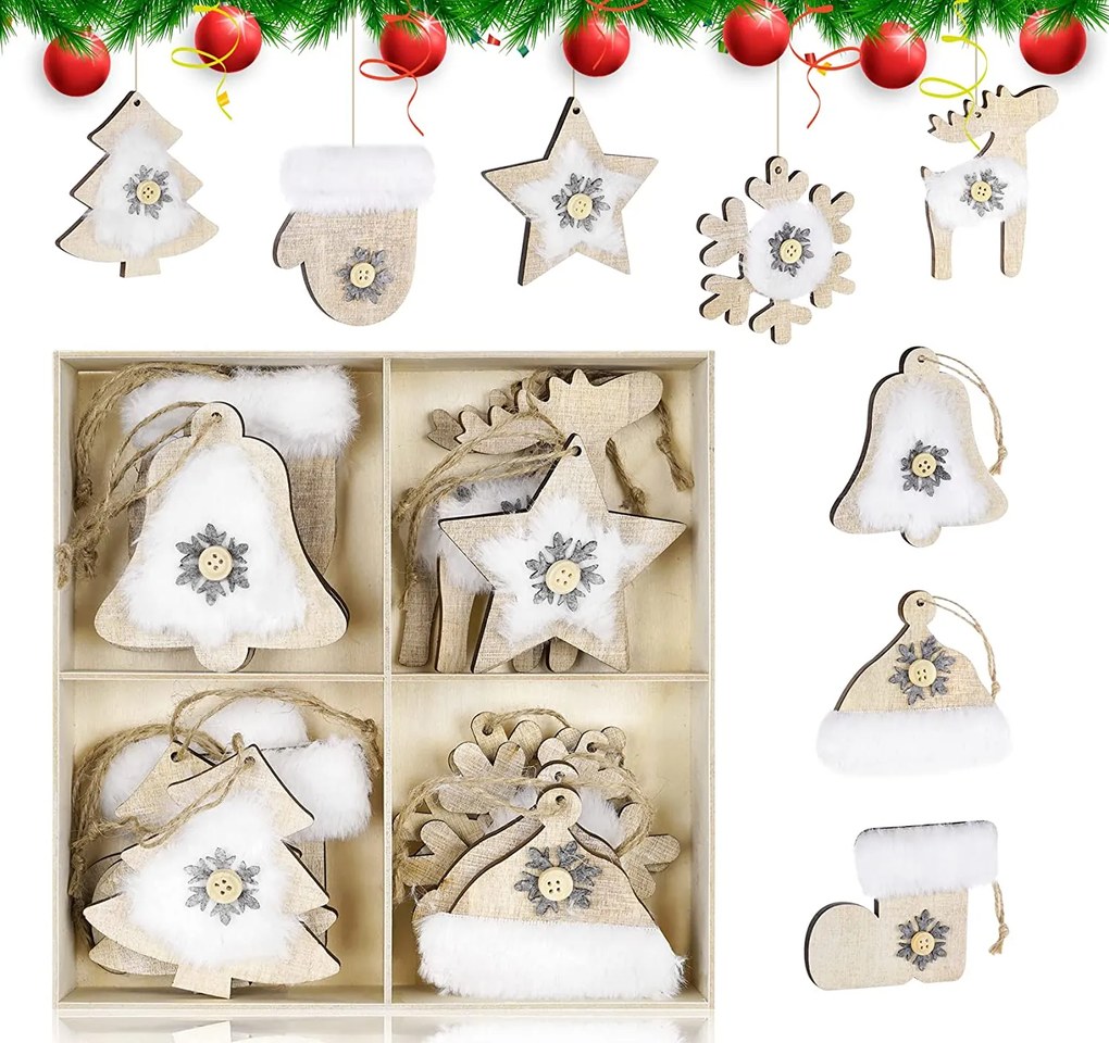 Karácsonyfa Medálok Karácsonyfadíszek Fa MIX (16 Db)