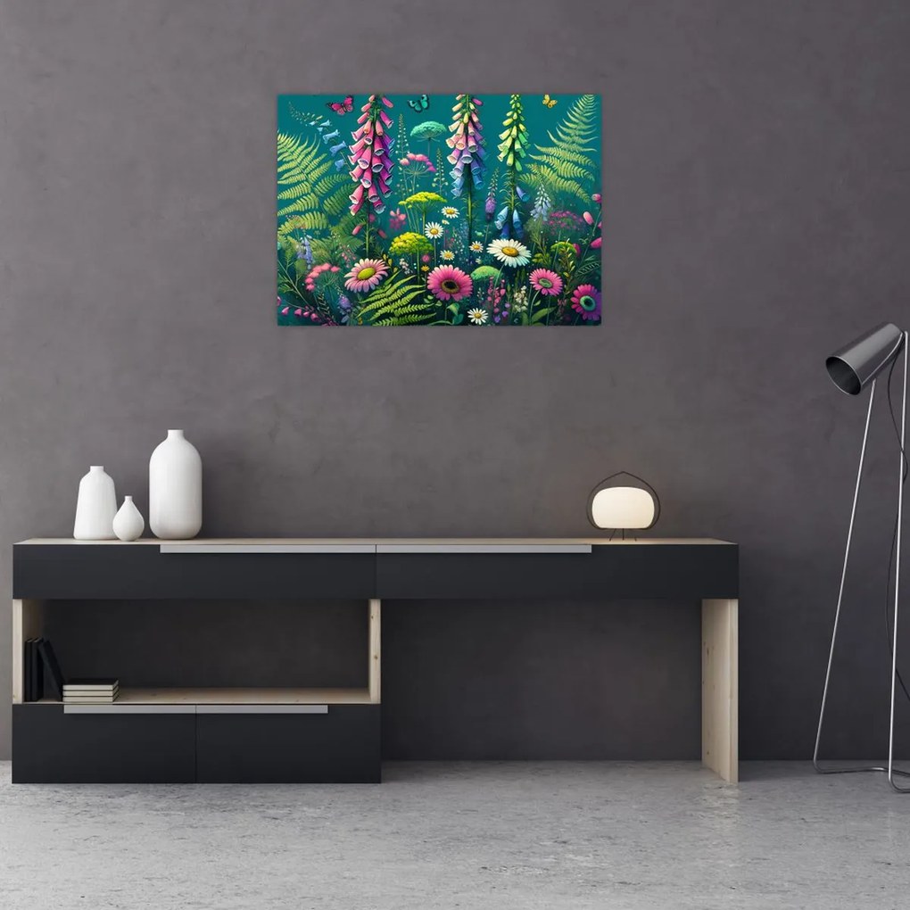 Üveg kép - Mezei virágok (70x50 cm)