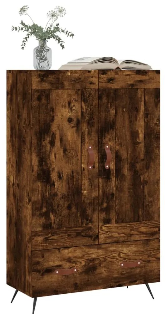 füstös tölgy színű szerelt fa magasszekrény 69,5 x 31 x 115 cm