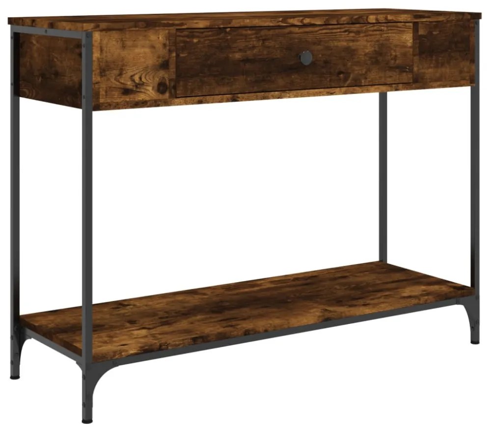 füstös tölgy színű szerelt fa tálalóasztal 100 x 34,5 x 75 cm