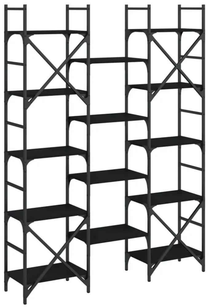 fekete szerelt fa könyvespolc 127,5x28,5x172,5 cm