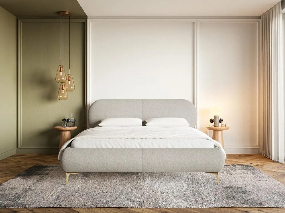 Franciaágy 180 cm Octave 180B (ágyráccsal) (világosszürke + arany). Akció -15%. 1099972