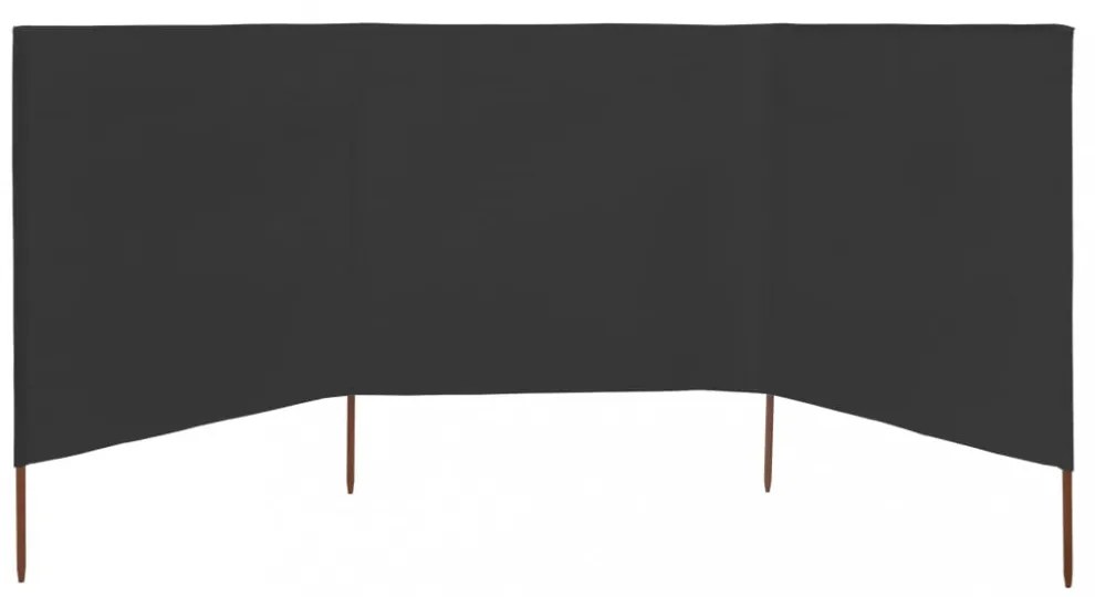 antracitszürke szövet 3-paneles szélellenző 400 x 120 cm