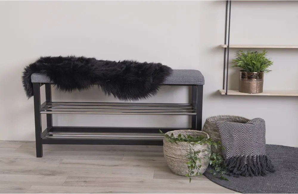 Lambskin báránybőr szőnyeg, műbőr 50x85 cm, Fekete