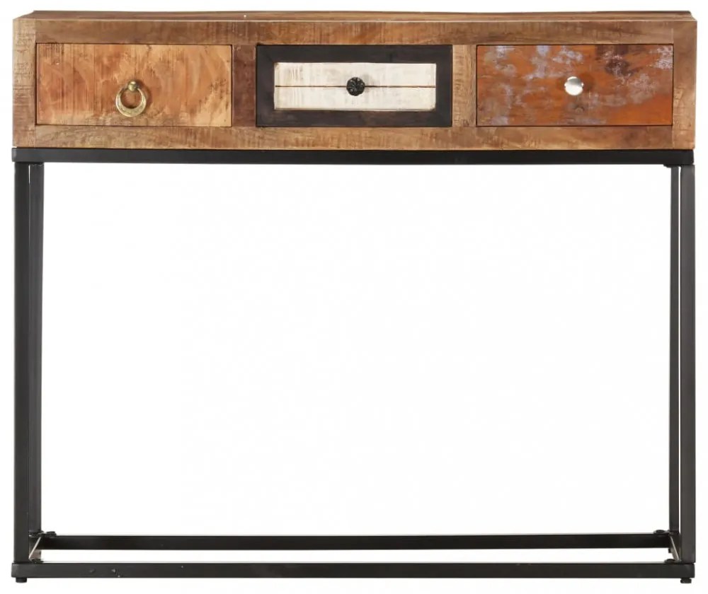 aranyszínű tömör újrahasznosított fa tálalóasztal 90x30x75 cm