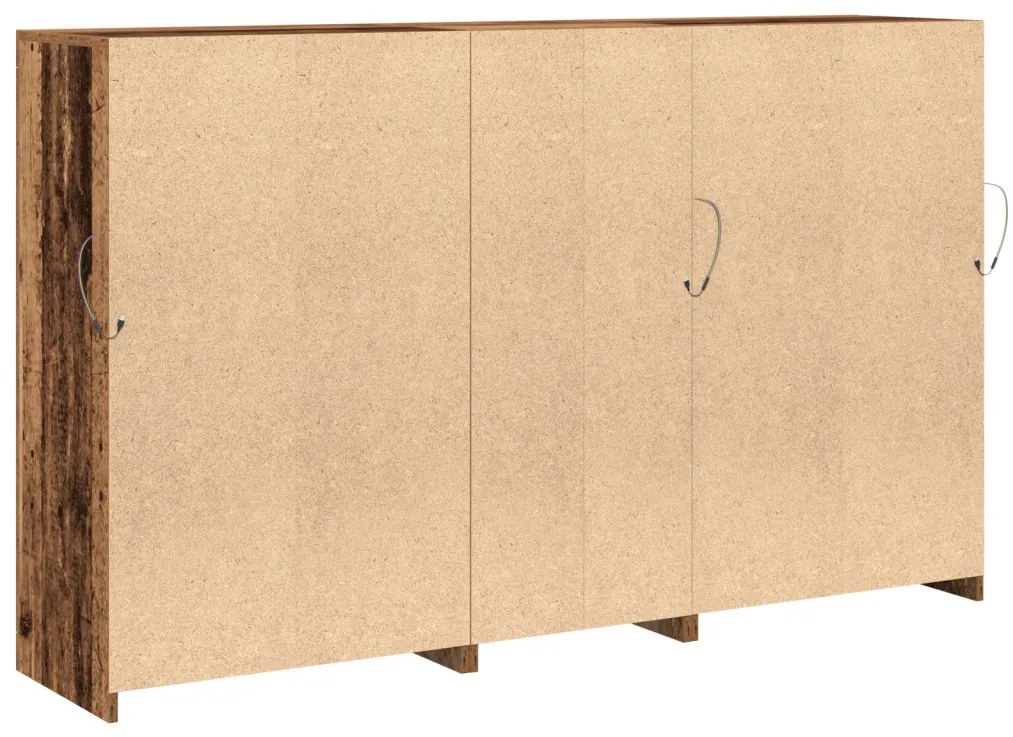 Tálaló LED világítással Viharvert fa 162x37x100 cm Műanyag