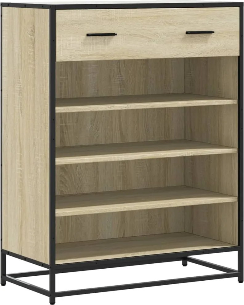 vidaXL sonoma tölgy színű szerelt fa és fém cipőszekrény 75x38x97,5 cm