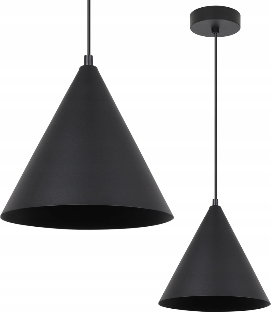 Mennyezeti Lámpa Függeszték Csillár Fekete Modern Nagy Kúp Loft 25CM E27