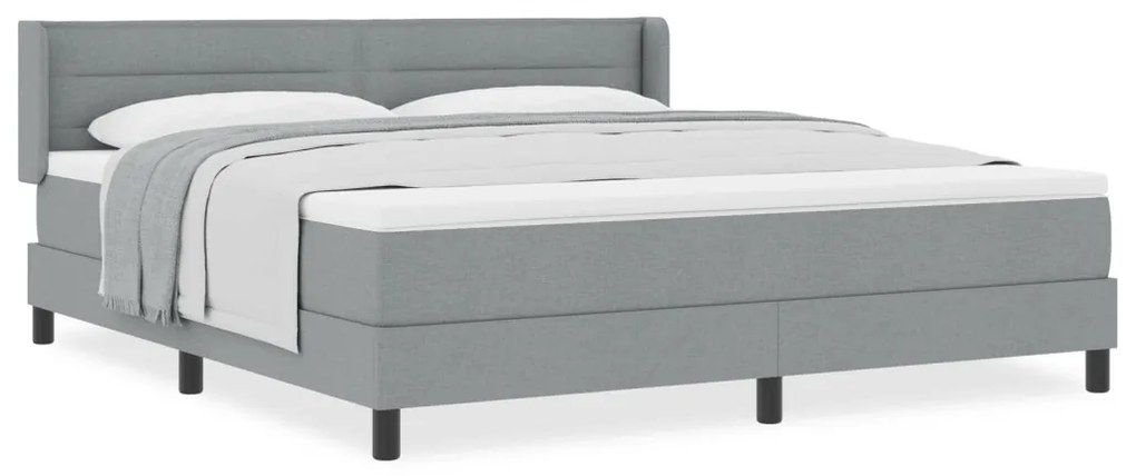 Boxspring Ágy Matraccal, Világosszürke, 180 x 200 cm, Szövet