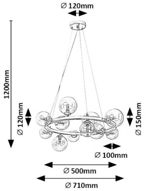 Rabalux 71300 - Csillár zsinóron ASLOV 11xG9/28W/230V