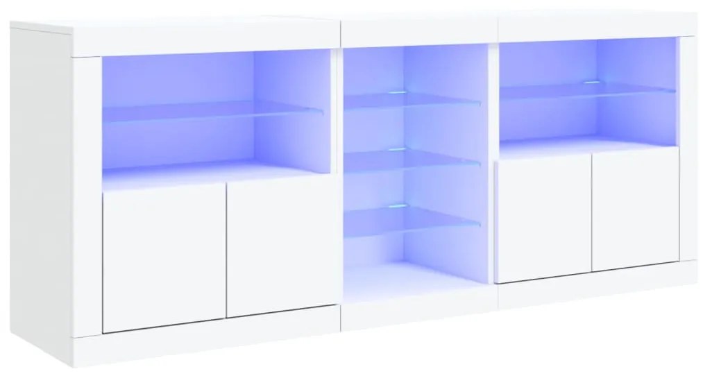 fehér tálalószekrény LED-világítással 162 x 37 x 67 cm