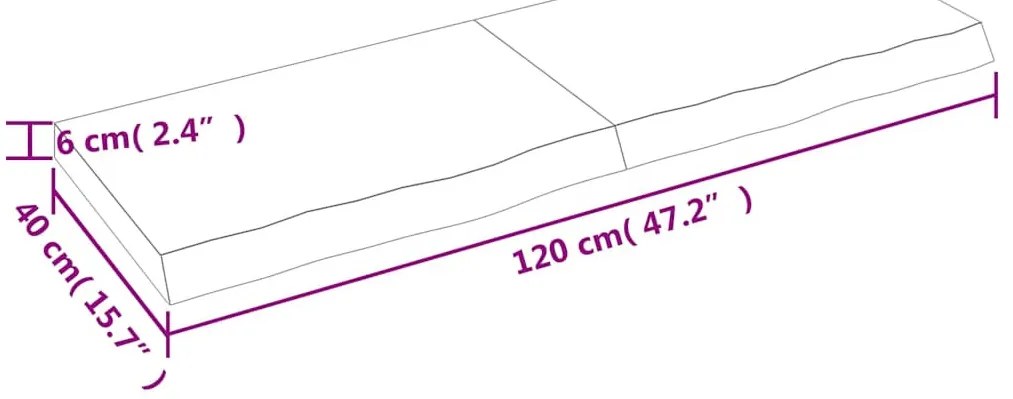 sötétbarna kezelt tömör tölgyfa asztallap 120x40x(2-6) cm