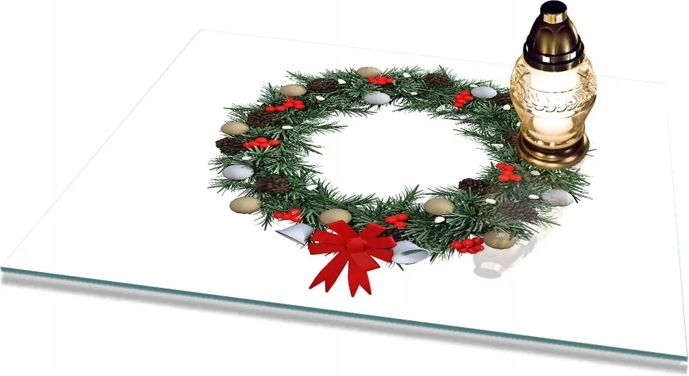 Mécsestartó Edzett Üveg Karácsonyi koszorú 60x52cm gumi talp