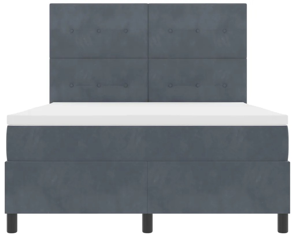 Boxspring Ágy Matraccal & LED Fekete Szürke 160x200 cm Bársony
