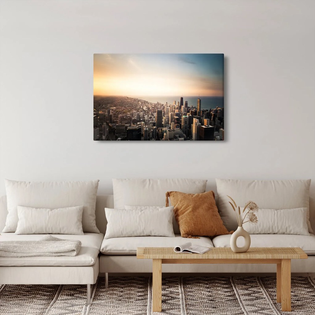 Naplemente képe a város felett (90x60 cm)