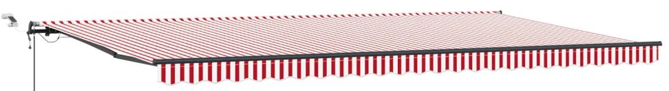 Automatikus Behúzható Napellenző LED-dal Piros és Fehér Csíkkal 600x300 cm