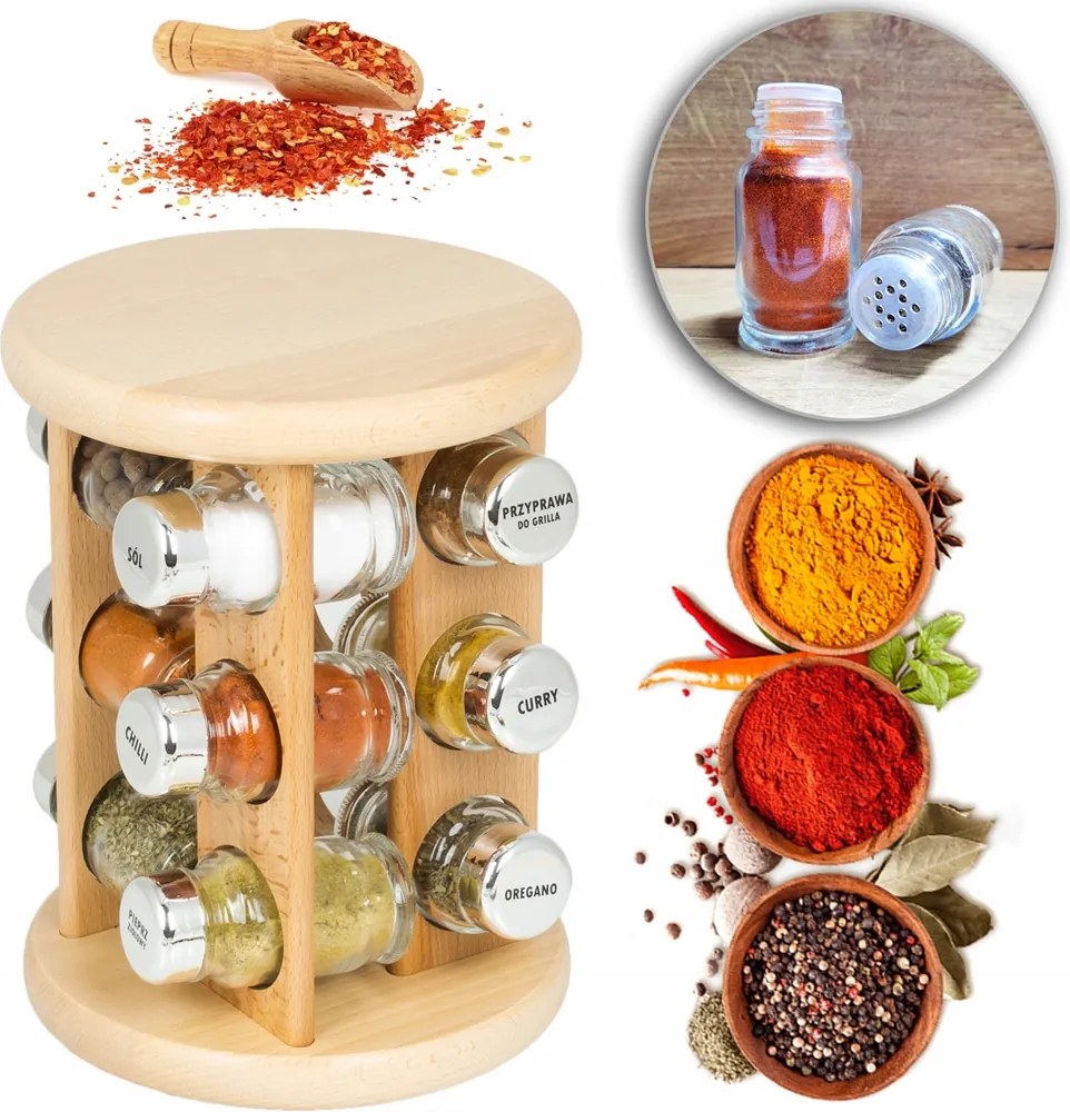 Fűszertartó Forgó Fűszertartó Állvány Szett 12 Db-os