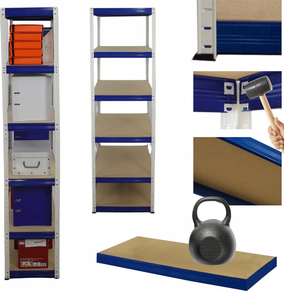 Tárolószekrény fém állvány Helios 213x35x35cm 6Px175kg 300EZER Komb