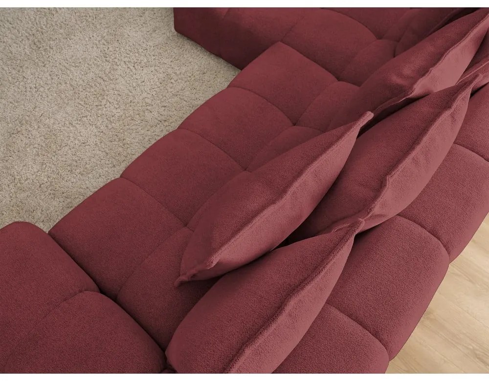 Borvörös zsenília kinyitható-tárolóhelyes sarokkanapé (bal oldali-heverő résszel) Everest – Bobochic Paris