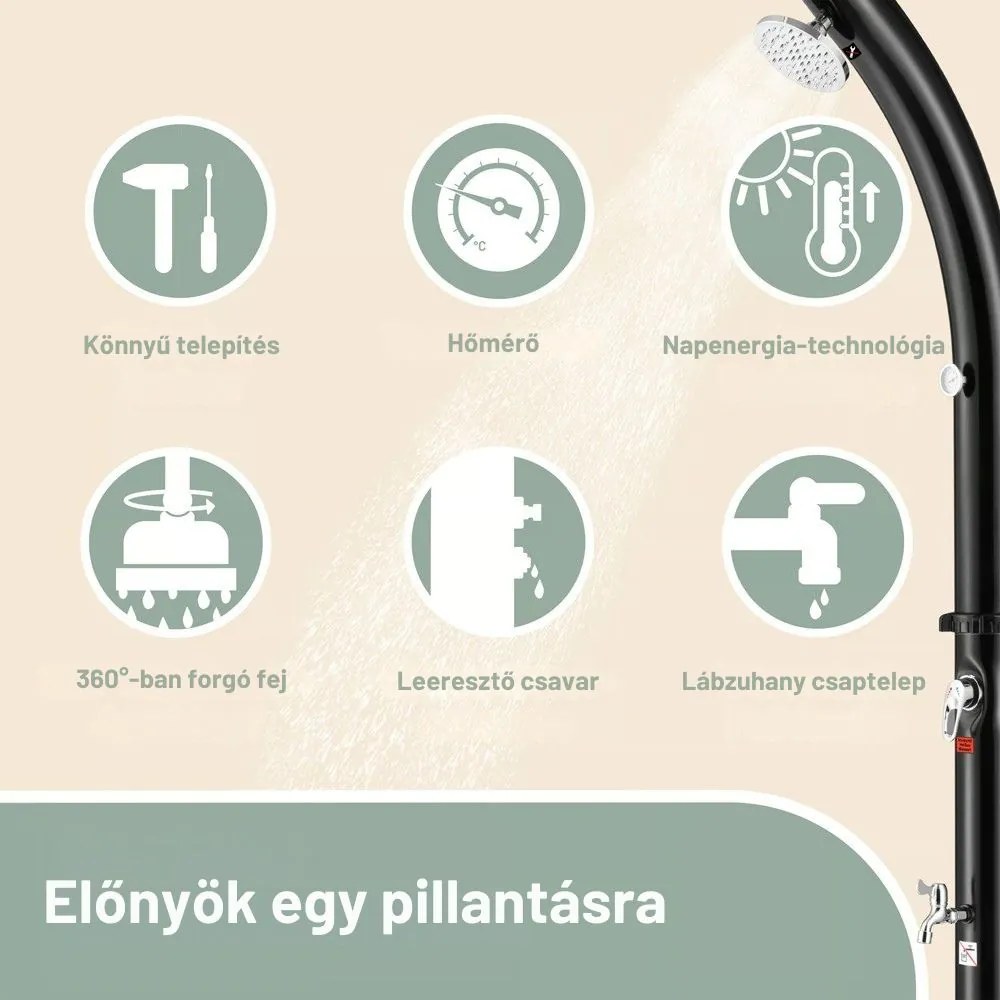 BOW napelemes zuhanyzó, 20l, fekete Monzana