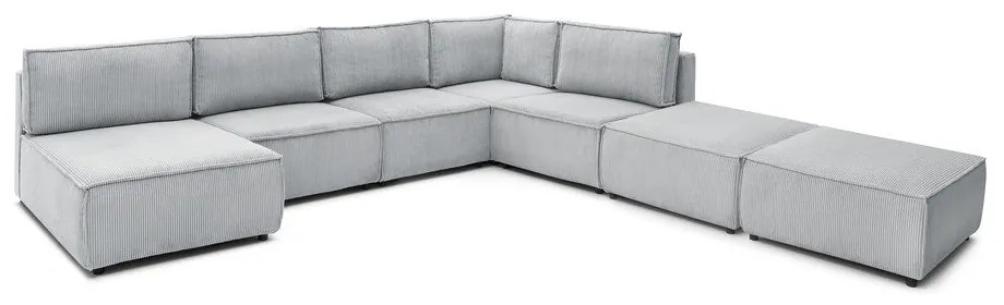 Világosszürke kordbársony sarokkanapé ("U" alakú-variálható) Nihad modular – Bobochic Paris