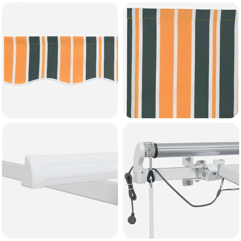 Automatikus Behúzható Napellenző LED zöld és sárga 450x300 cm