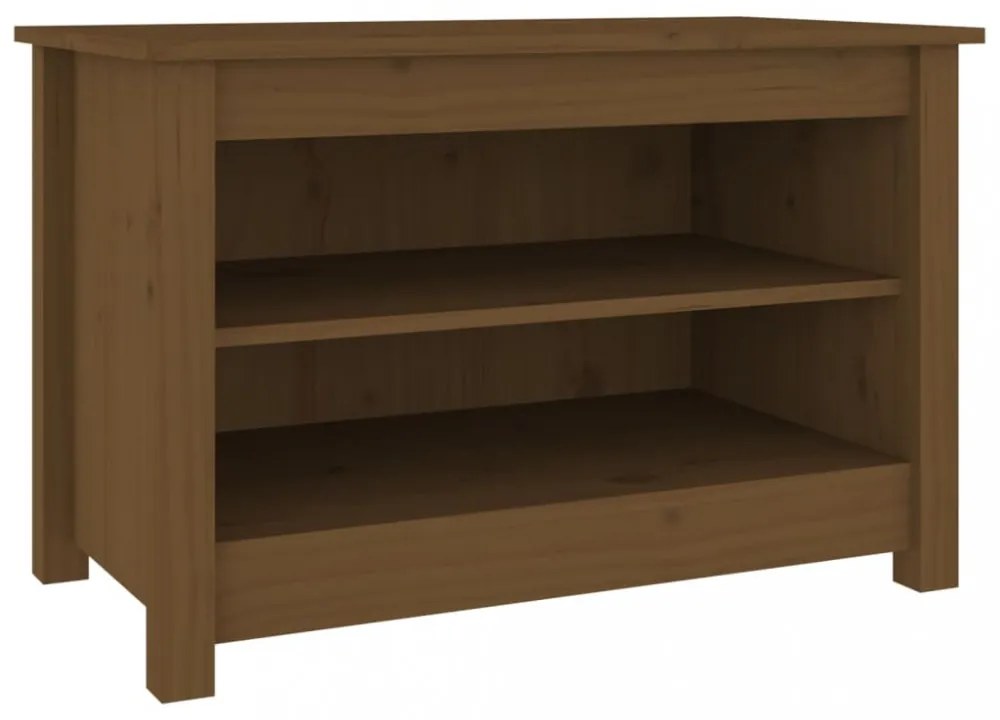 mézbarna tömör fenyőfa cipőtároló pad 70x38x45,5 cm