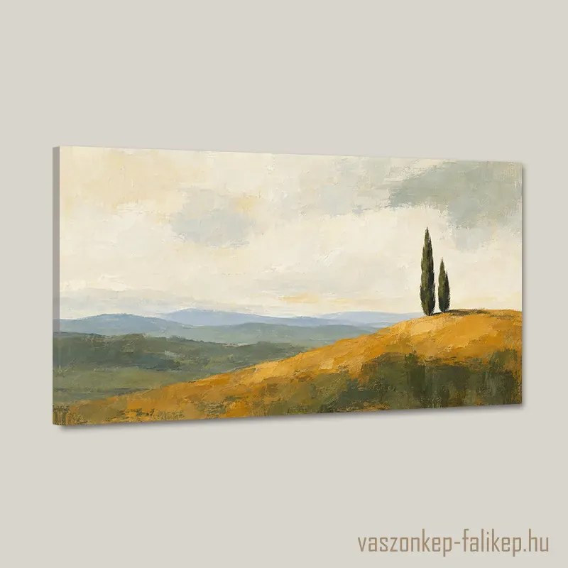 Ciprusok a dombon falikép – kézzel készült 40x23 cm