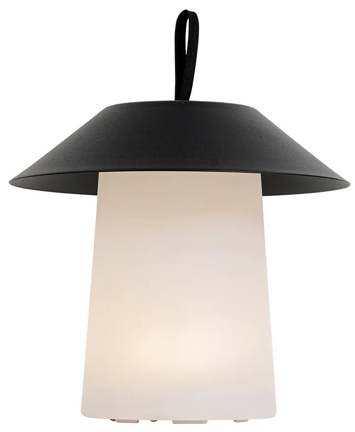 Asztali lámpa fekete, beépített LED-del, 3 fokozatú fényerő-szabályozóval, újratölthető - Ivan