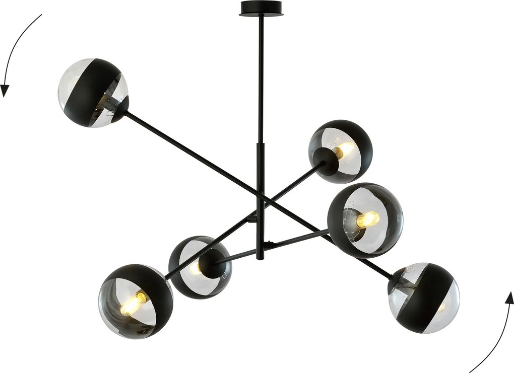 Emibig modern függeszték linear fekete átlátszó emi1168/6