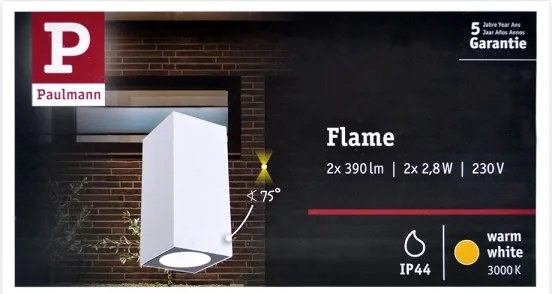 Paulmann 94330 - 2xLED/2,8W IP44 Kültéri fali lámpa FLAME 230V fehér