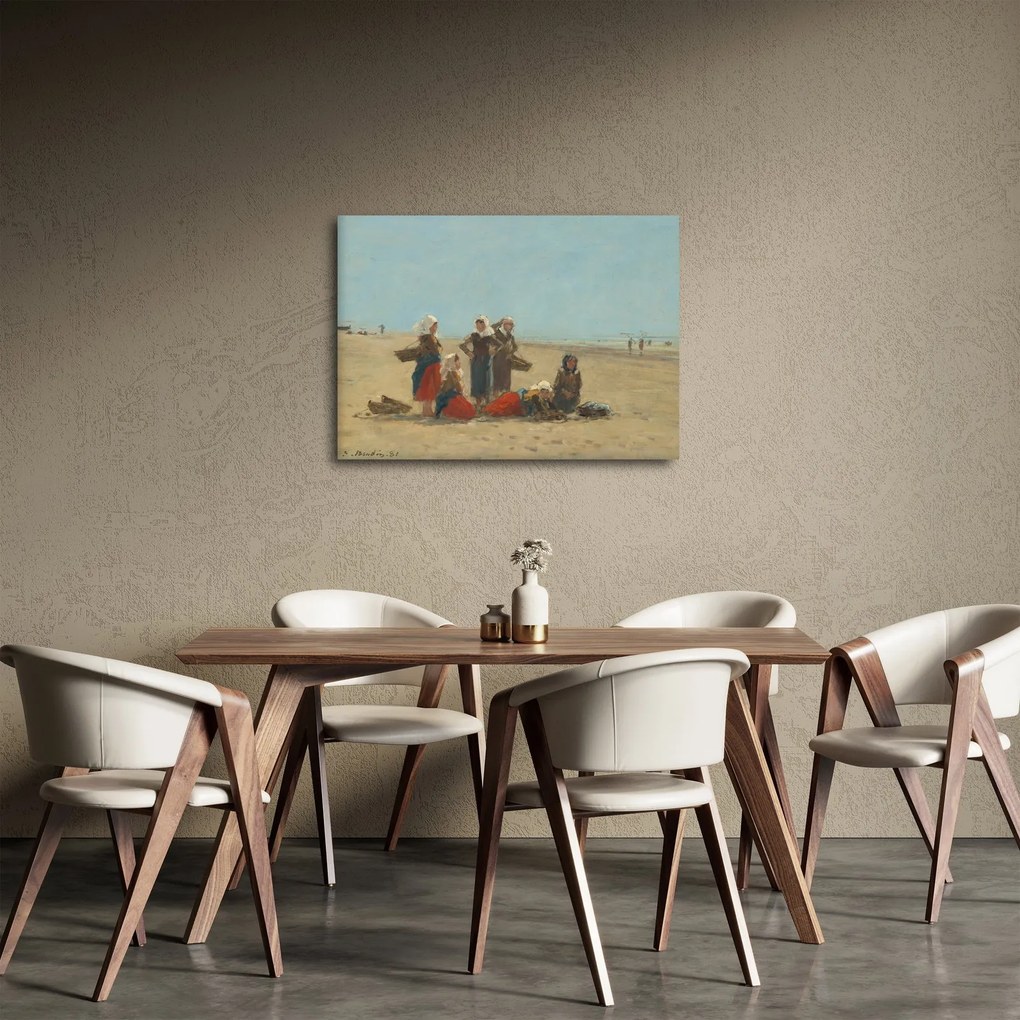 Kép - Eugène Boudin, Women on the Beach at Berck, reprodukciók (70x50 cm)