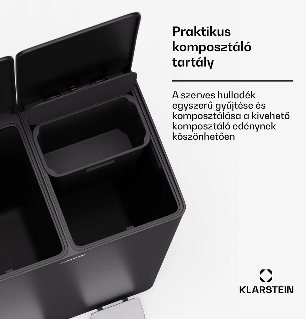 Klarstein Eco Vista, hulladékgyűjtő komposztálóval, 60 l + 3 l/tároló, + komposztáló, Soft-Close