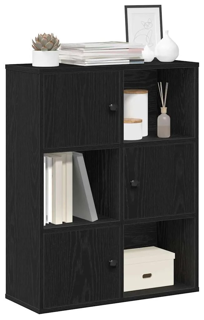 Könyvespolc fekete tölgy 60x24x76,5 cm Gépesített fa