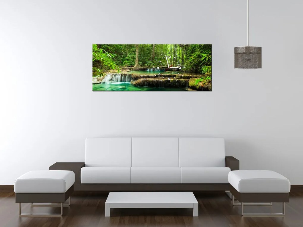 Gario Órás falikép Erawan vízesés Thaiföldön Méret: 100 x 40 cm