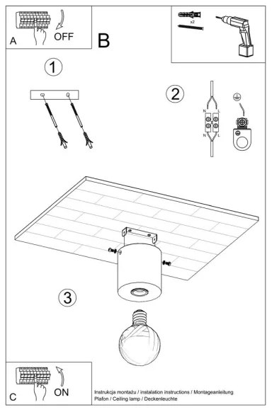 Mennyezeti lámpa SALGADO 1xE27/60W/230V beton