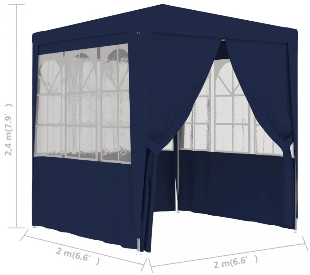 kék rendezvénysátor oldalfalakkal 2 x 2 m 90 g/m²