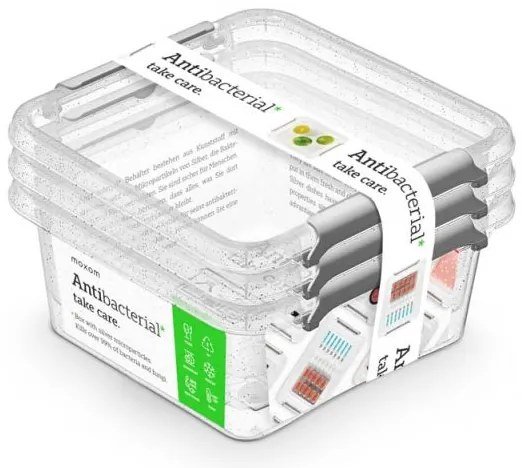 Antibakteriális műanyag ételtároló doboz szett - 3x850 ml Orplast