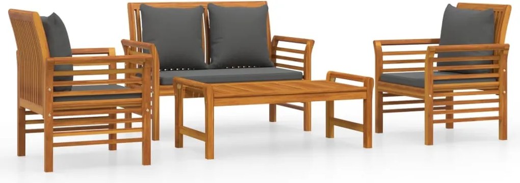 vidaXL 4 részes tömör akácfa kerti ülőgarnitúra párnákkal