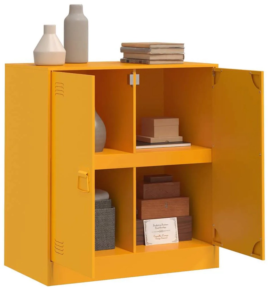 mustársárga acél tálalószekrény 67 x 39 x 73 cm