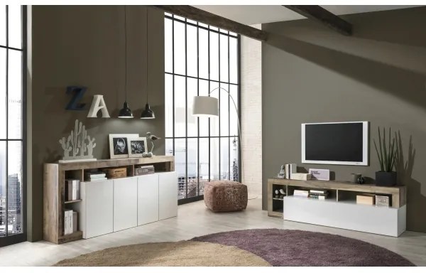 Komód LENOR fehér/barna