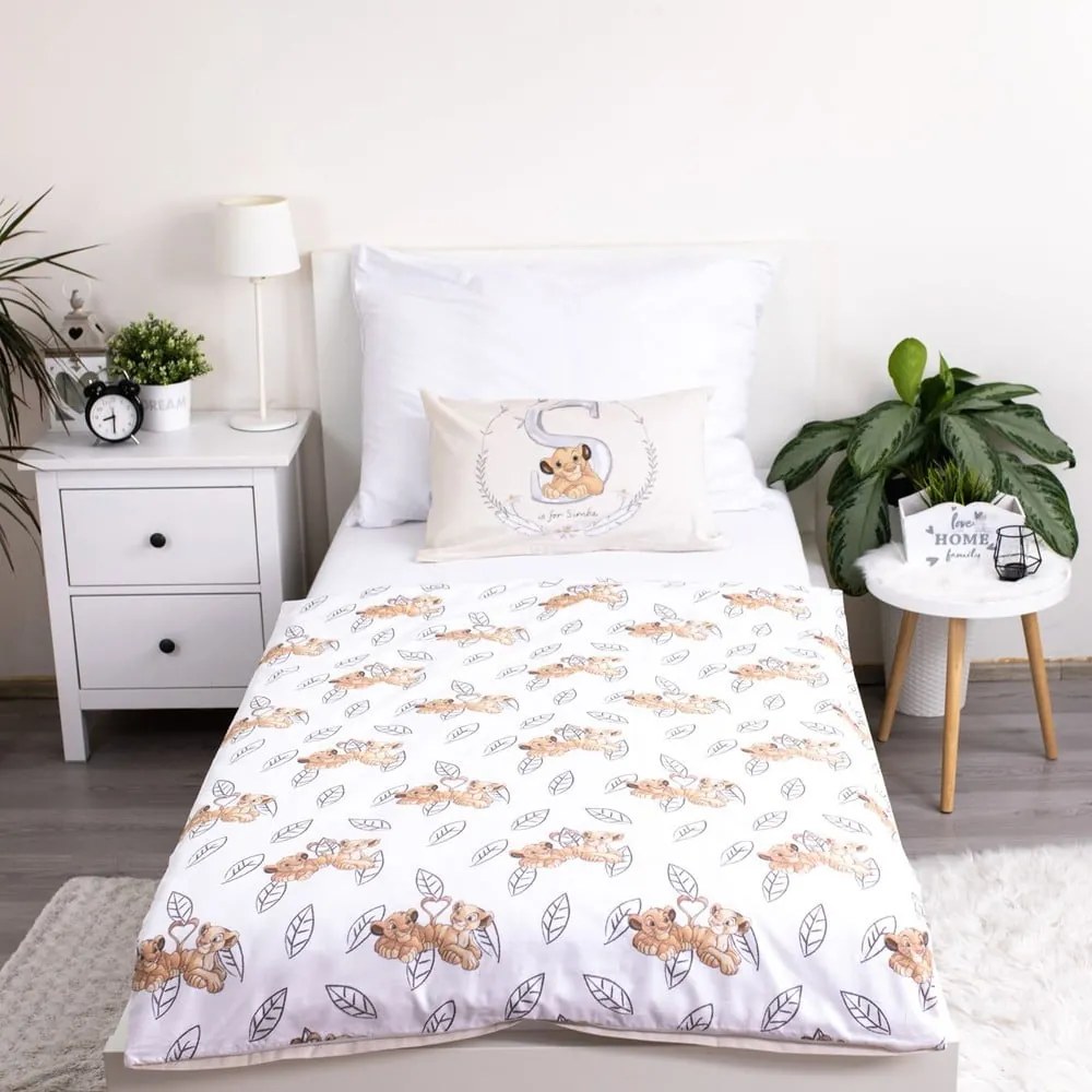 Világossárga pamut gyerek ágyneműhuzat babaágyhoz 100x135 cm Lion King "Best Friends" – Jerry Fabrics