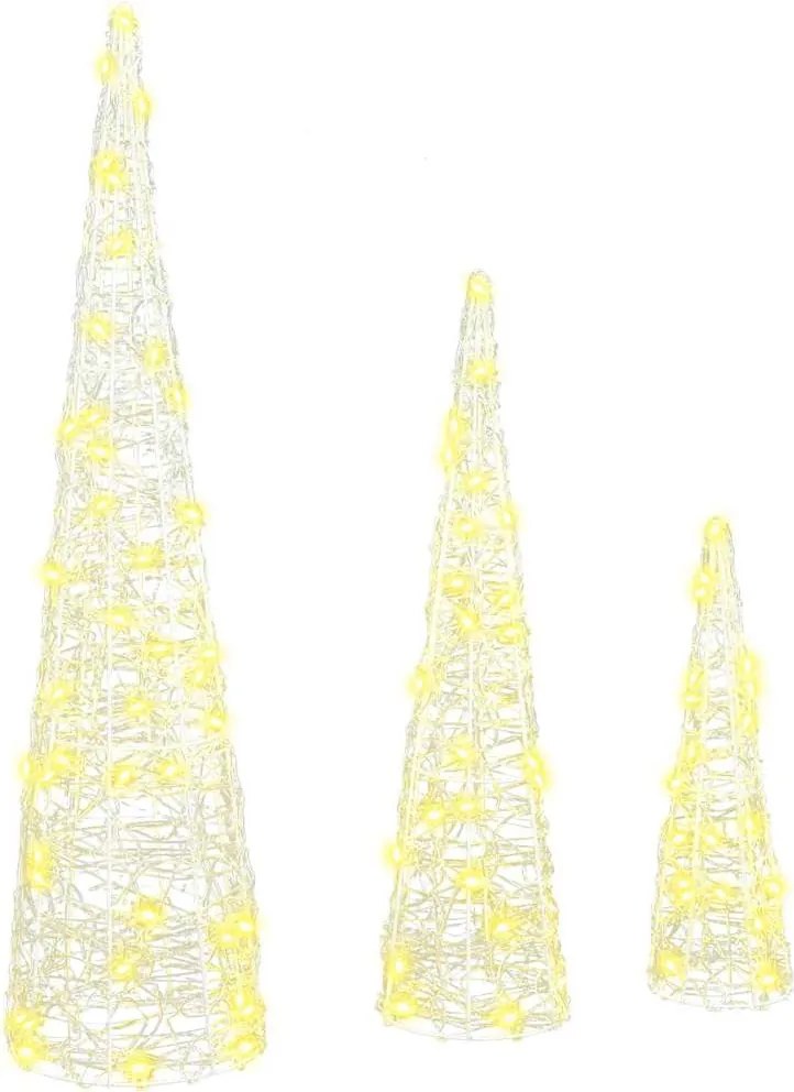 vidaXL Karácsonyfa 90 LED-del 3 pcs Meleg fehér 20 x 20 x 80 cm Akril