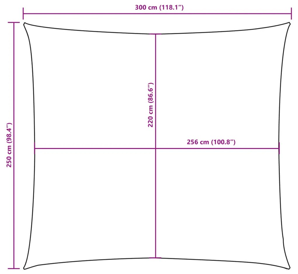 krémszínű téglalap alakú oxford-szövet napvitorla 2,5 x 3 m