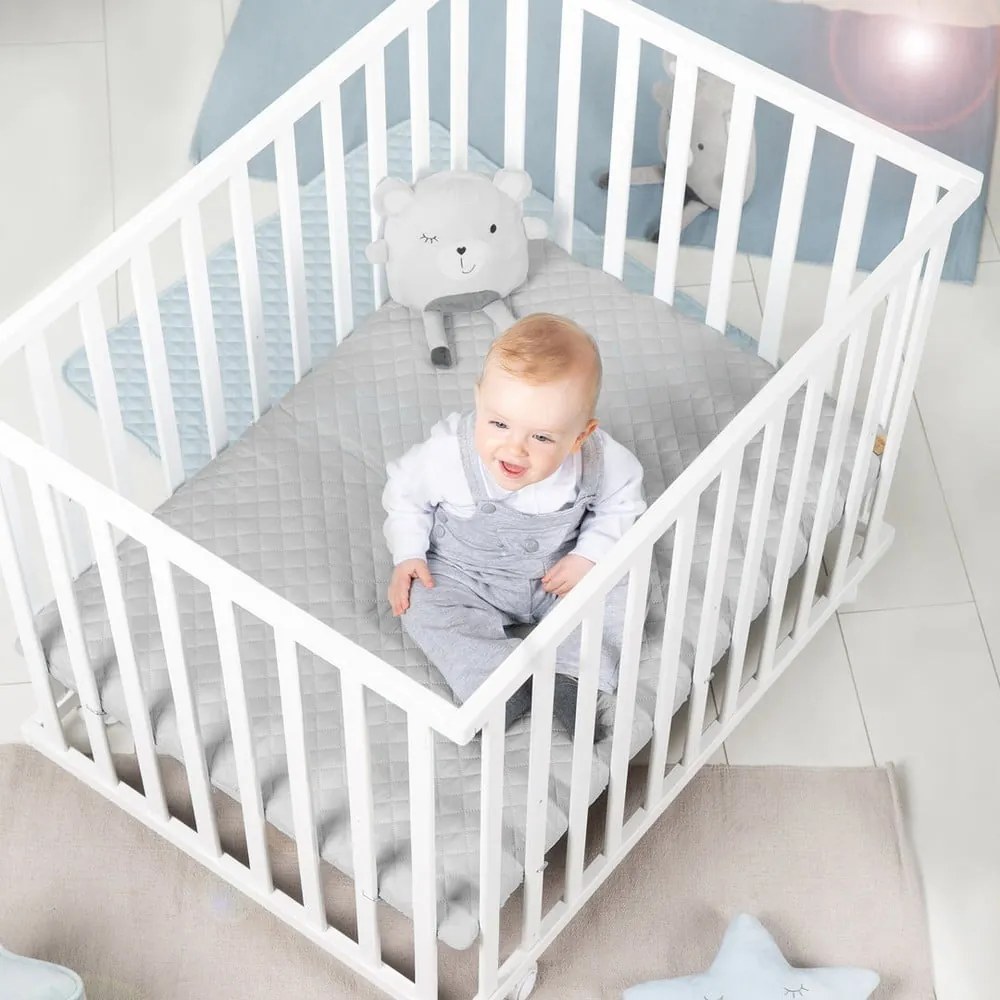 Fehér gurulós járóka 100x75 cm Style – Roba