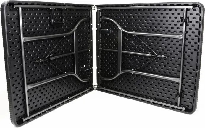 Összecsukható kerti asztal rattan kivitel180 x 75 cm fekete
