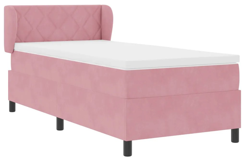 Boxspring Ágy Matrac Rózsaszín 90x190 cm Bársonyos