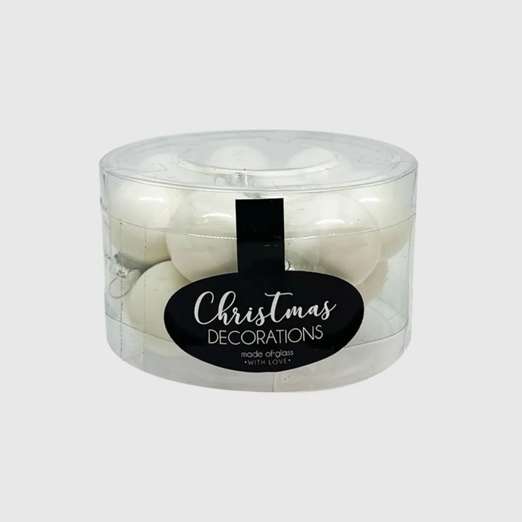 Fehér üveg karácsonyi gömb szett 16*3cm