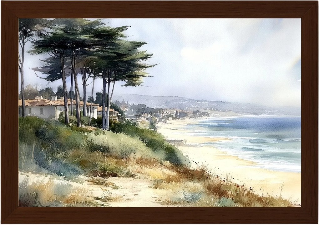 Poszter Keret Fa Tájkép Tenger Hullámok Dűnék Dél Spanyolország 60x40